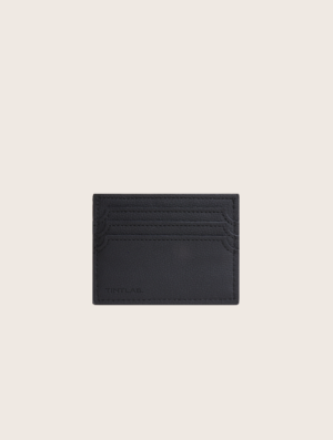 black textured leather cardholder wallet, embossed geometric pattern