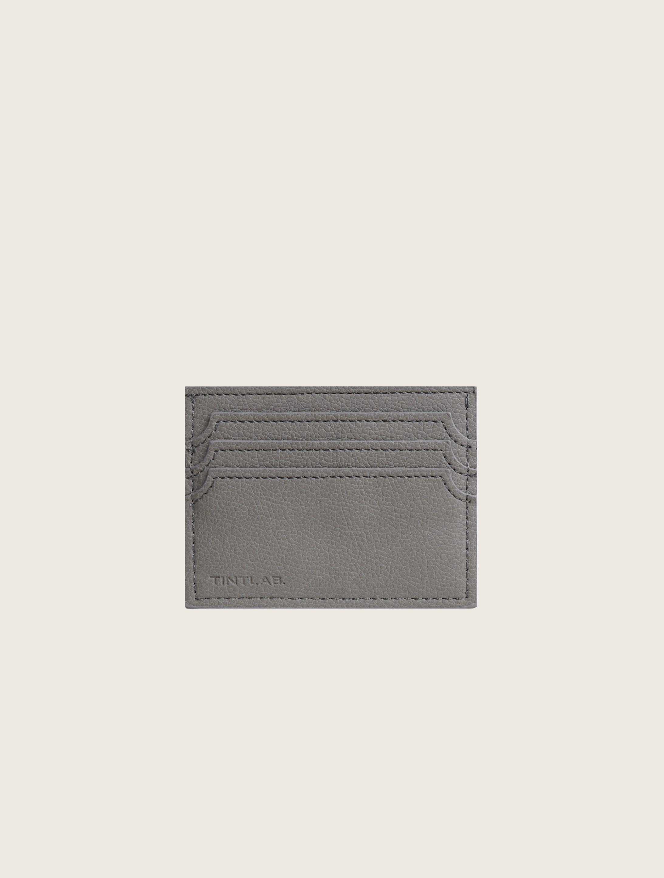 grey textured leather cardholder wallet, embossed geometric pattern