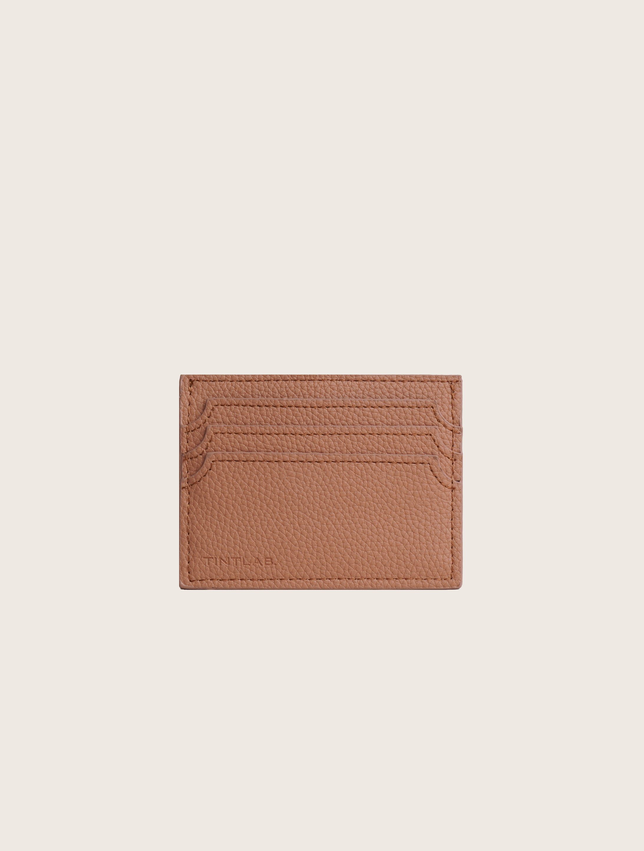 clay brown textured leather cardholder wallet, embossed geometric pattern