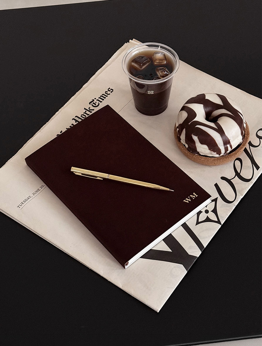 brown velvet notebook
