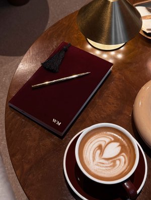 maroon velvet notebook